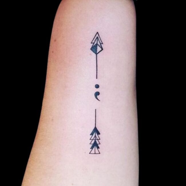 Semicolon Arrow Tattoo