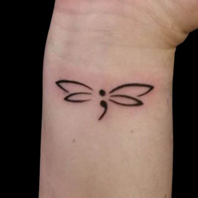 Semicolon Dragonfly Tattoo