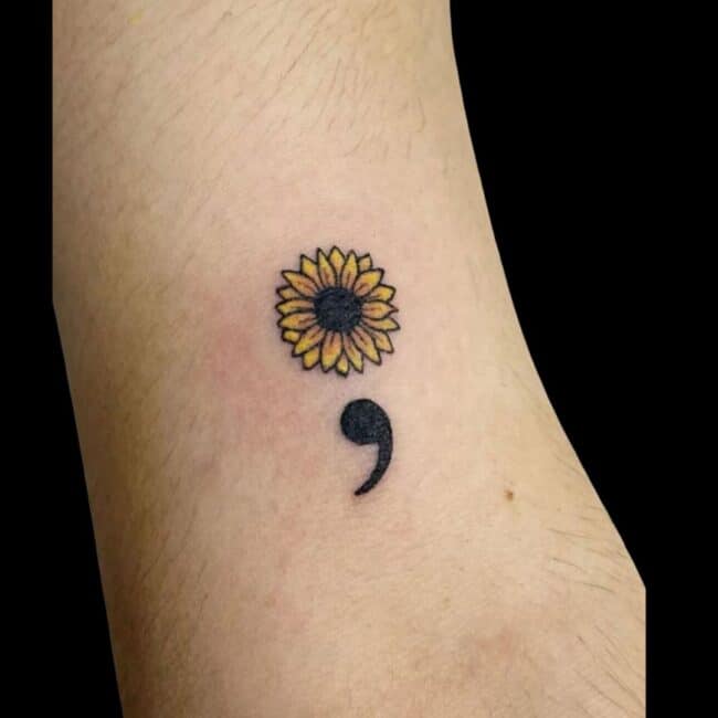 Sunflower Semicolon Tattoo